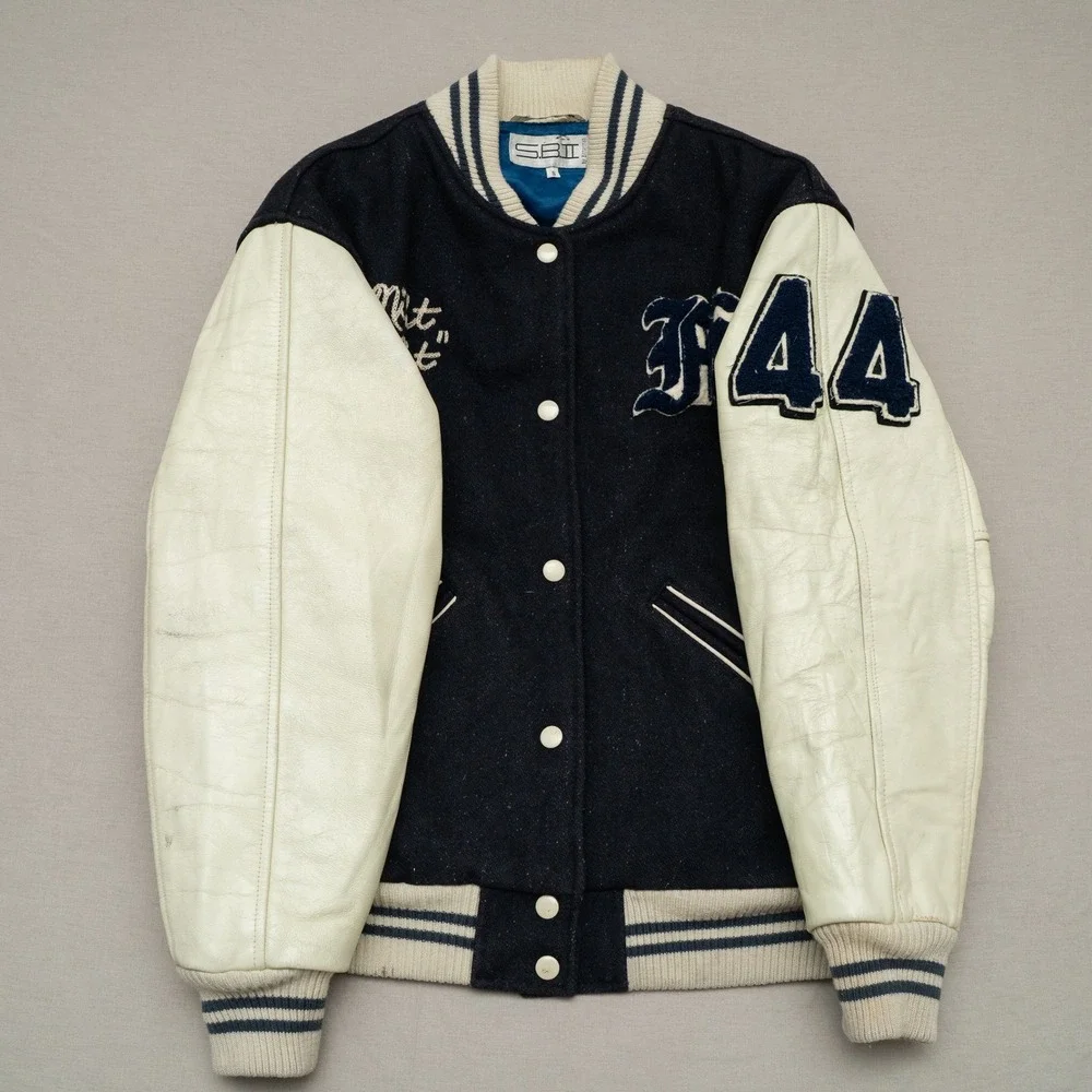 Vtg 80s 90s SBII by Bitterman‎ Fly High Club Varsity Jacket Leather Wool Size S
